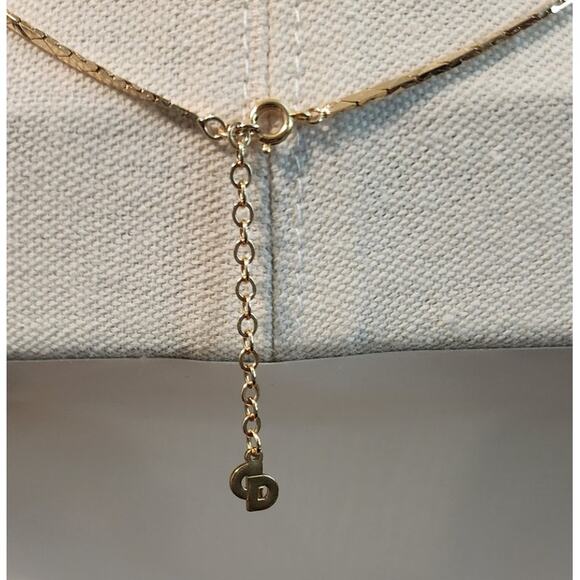 Christian Dior Gold-tone Rhinestone with Faux Pearl Necklace, Vintage - Picture 4 of 8